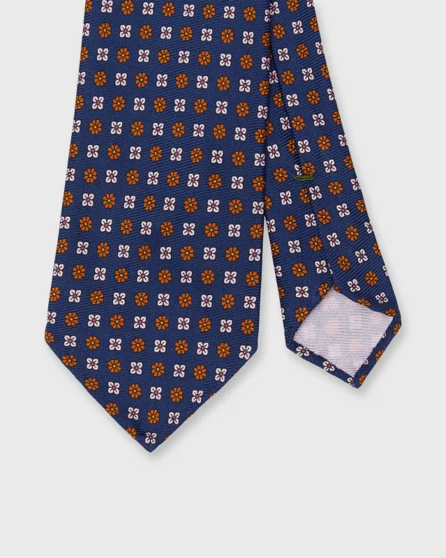 Silk Print Tie in Navy/Nantucket/Soft Pink Flower made by Sid Mashburn