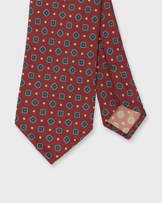 Silk Print Tie in Brick/Slate/Steel Medallion sold by Mashburn
