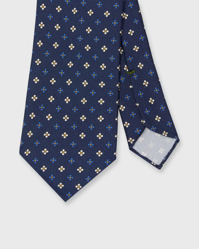 Silk Print Tie in Navy/Royal/Buttercream Flower made by Sid Mashburn