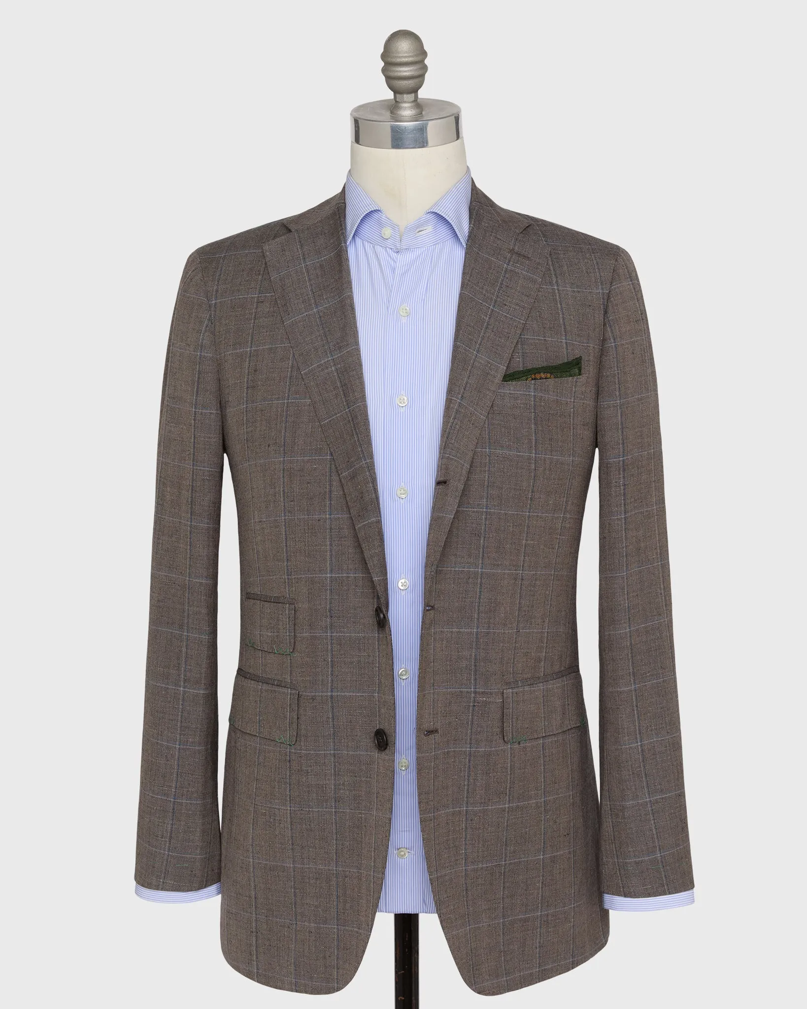 Virgil No. 3 Suit in Mocha/Blue/Bone Windowpane Plainweave sold by Mashburn product image thumbnail 3