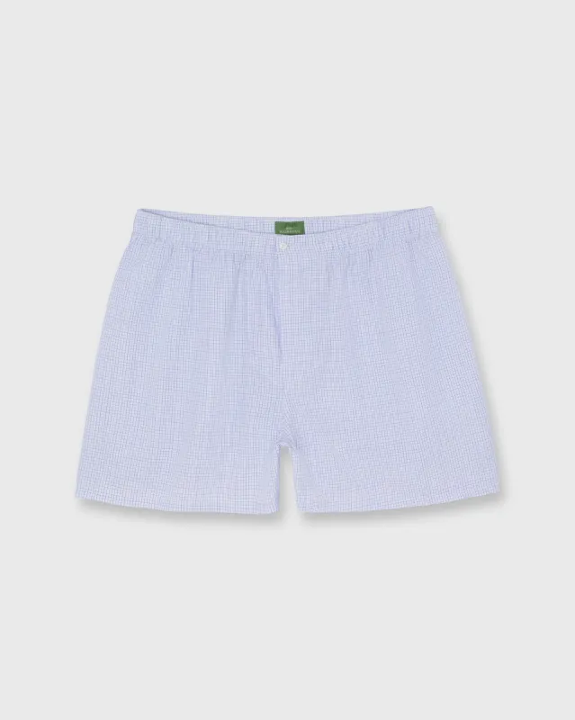 Button-Front Boxer Short in Blue Multi Check Poplin made by Sid Mashburn