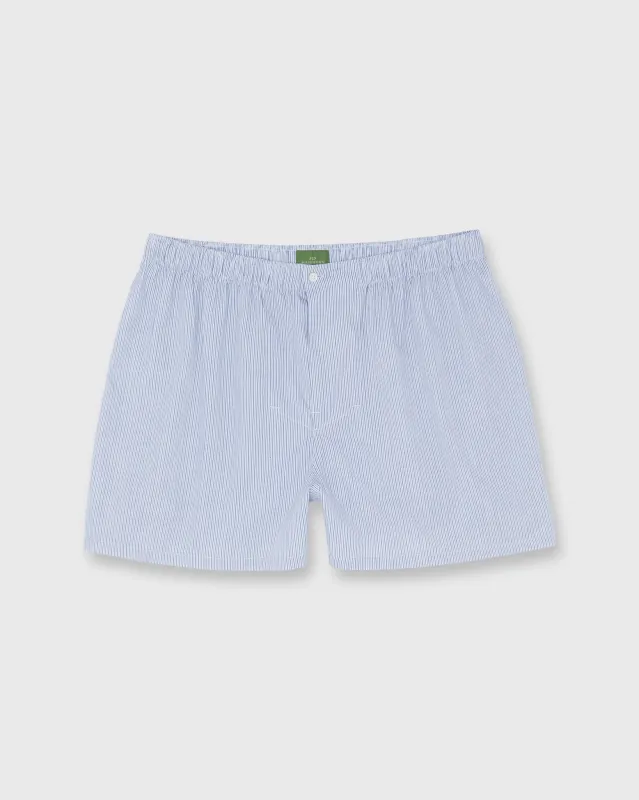 Button-Front Boxer Short in Blue Multi Pinstripe Poplin made by Sid Mashburn