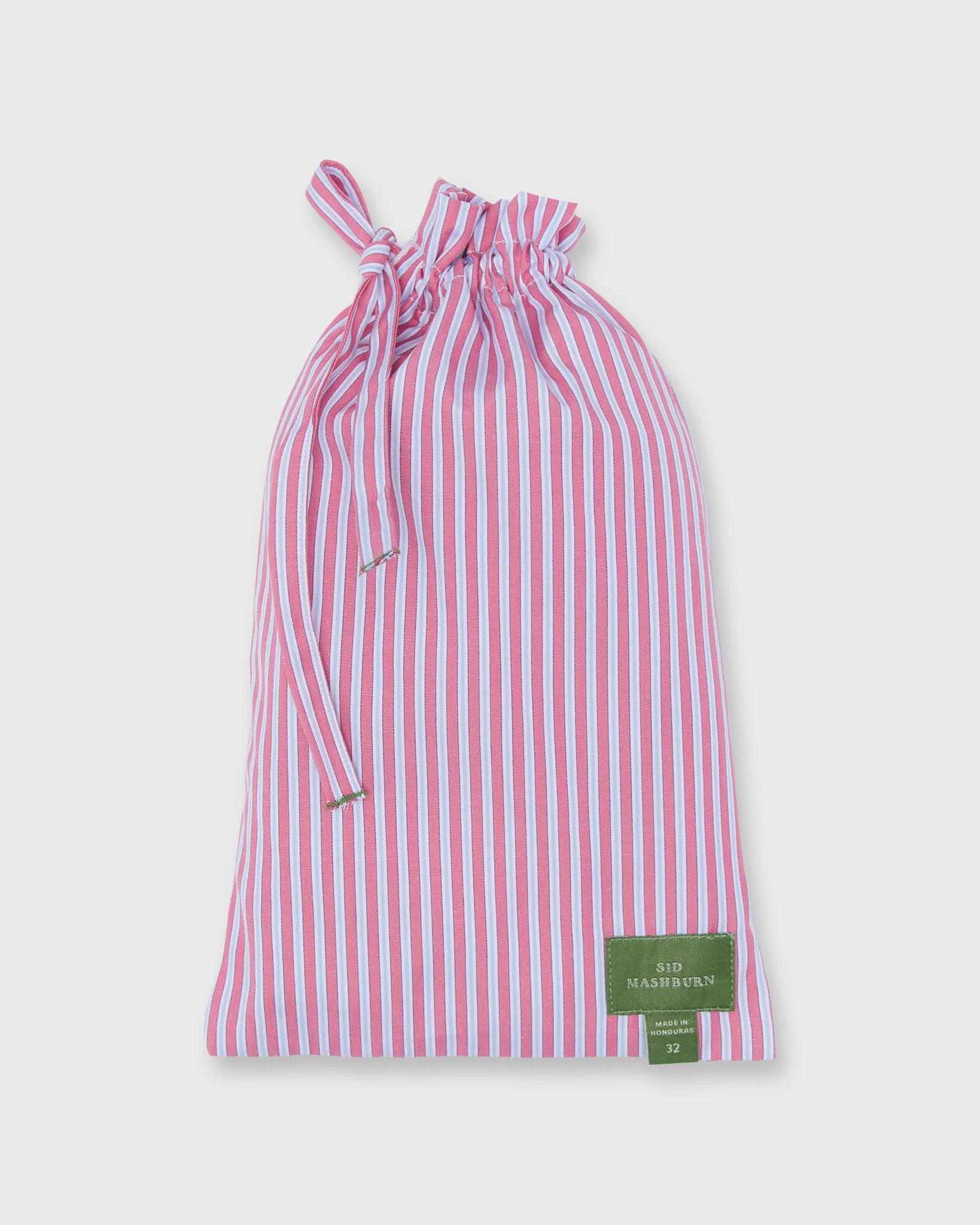 Button-Front Boxer Short in Berry/White Sky Stripe Poplin sold by Mashburn product image thumbnail 2