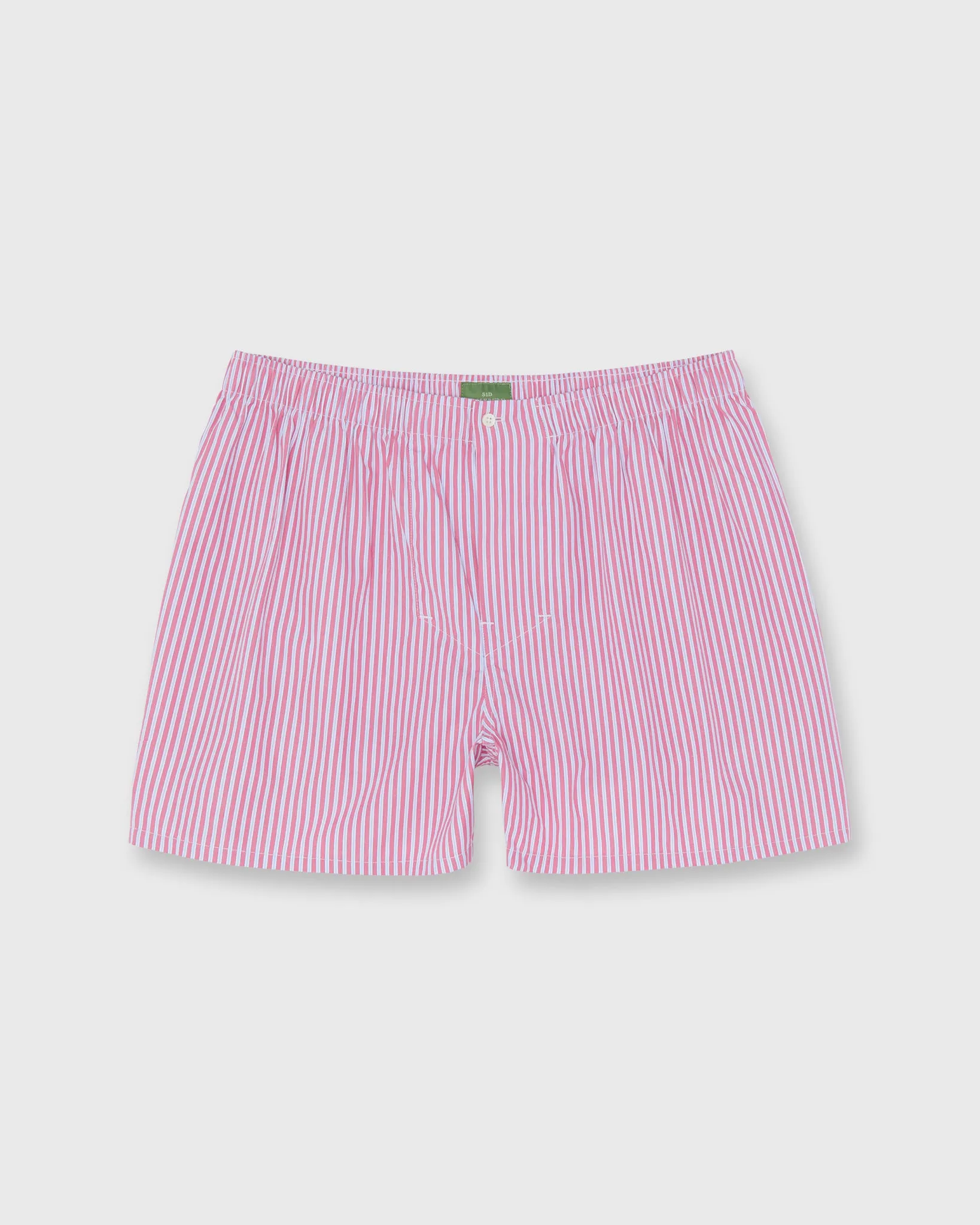 Button-Front Boxer Short in Berry/White Sky Stripe Poplin sold by Mashburn
