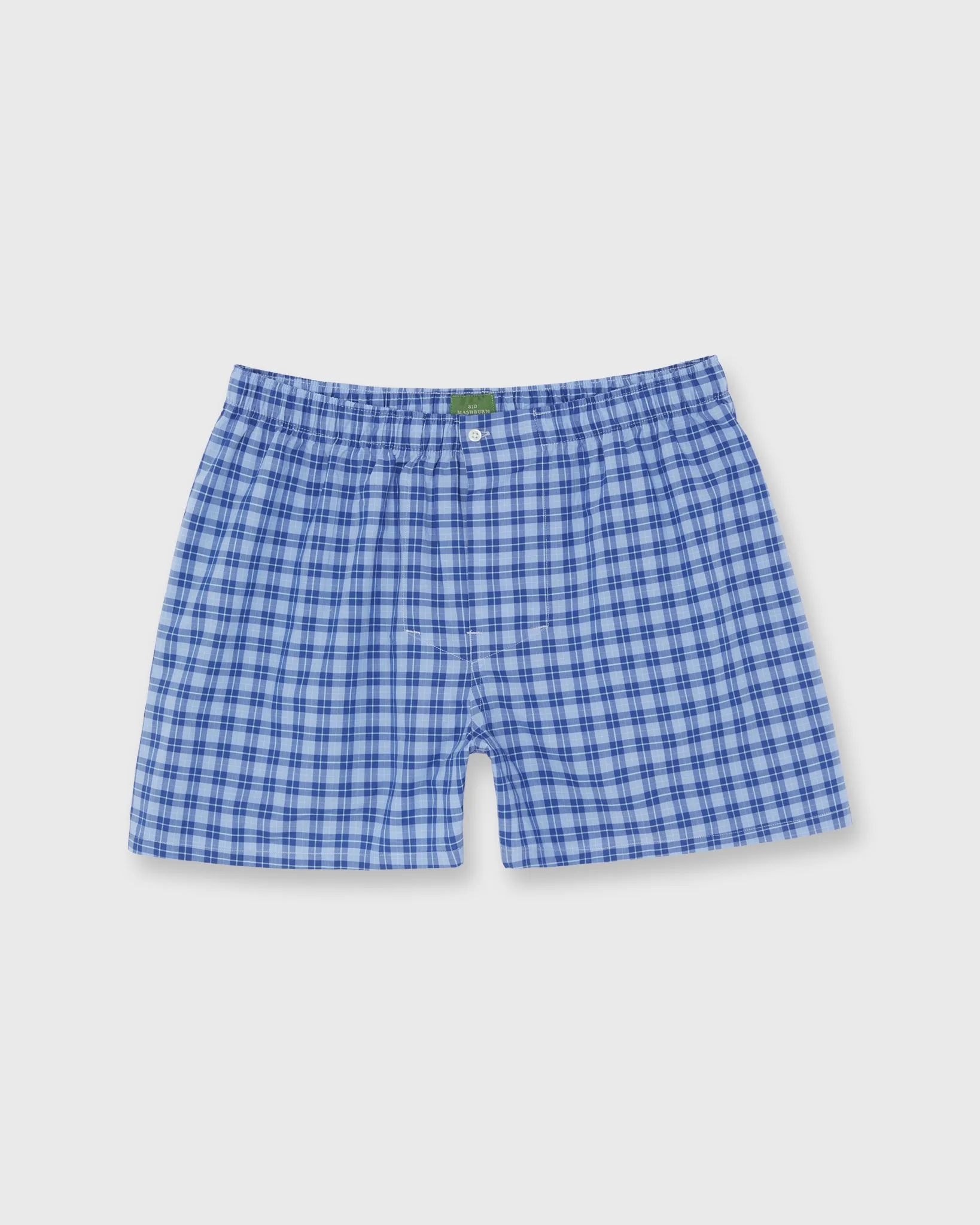 Button-Front Boxer Short in Blue/Sky Tattersall Poplin sold by Mashburn