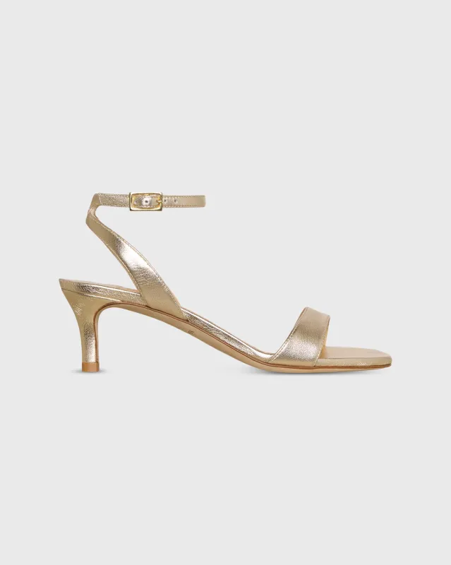 Ankle-Wrap Kitten Heel in Platino Leather sold by Mashburn