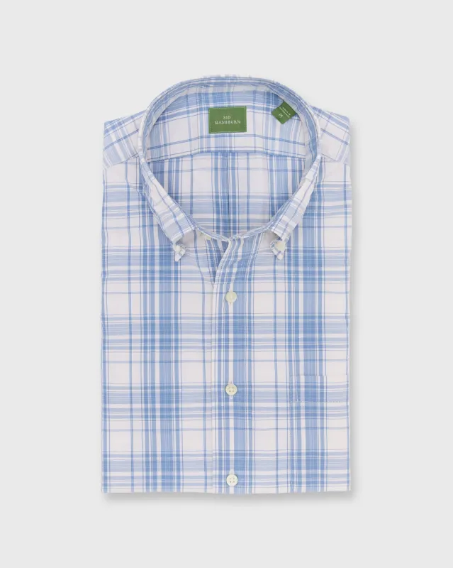 Button-Down Sport Shirt in Bone/Harbor Plaid Poplin sold by Mashburn