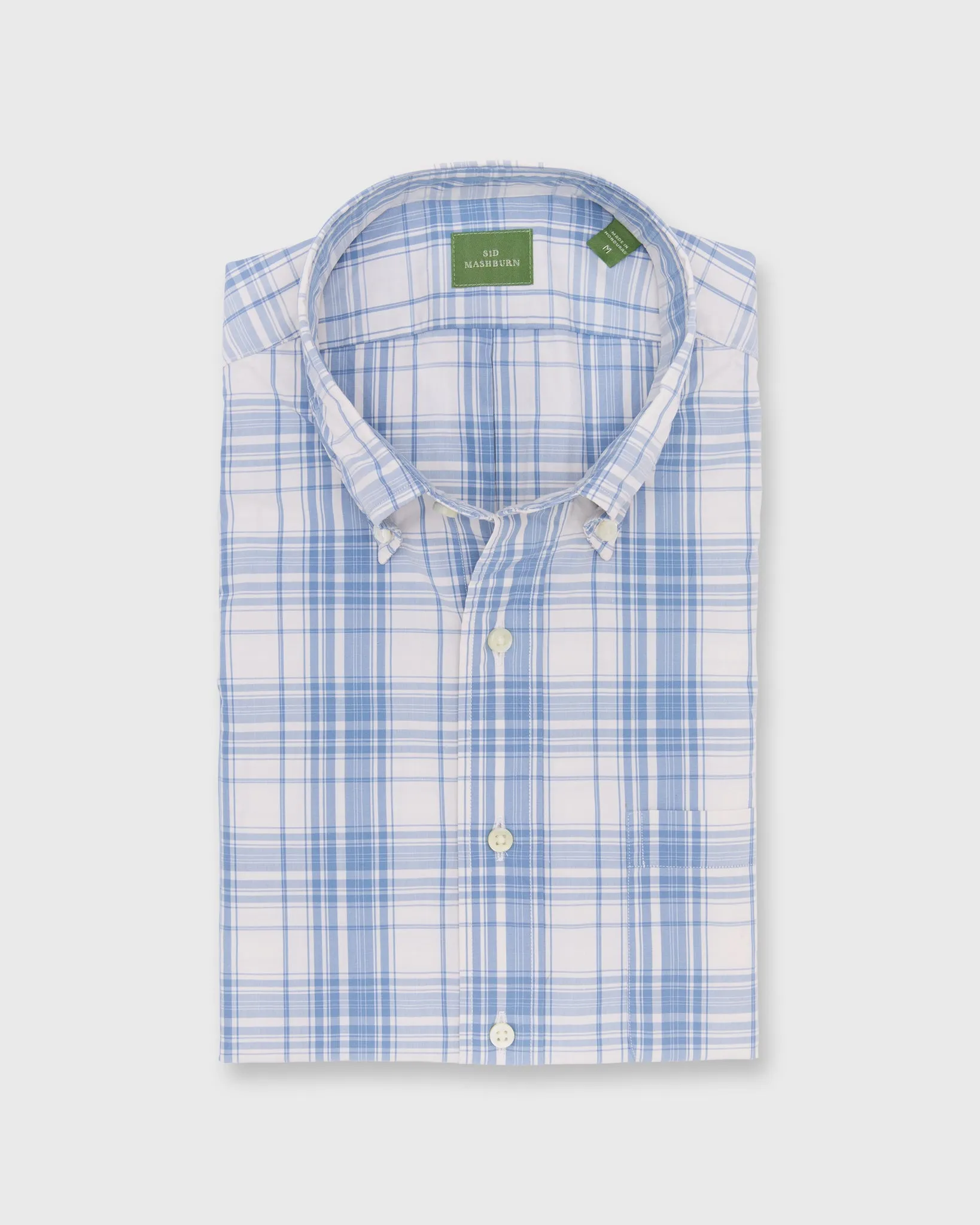 Button-Down Sport Shirt in Bone/Harbor Plaid Poplin sold by Mashburn