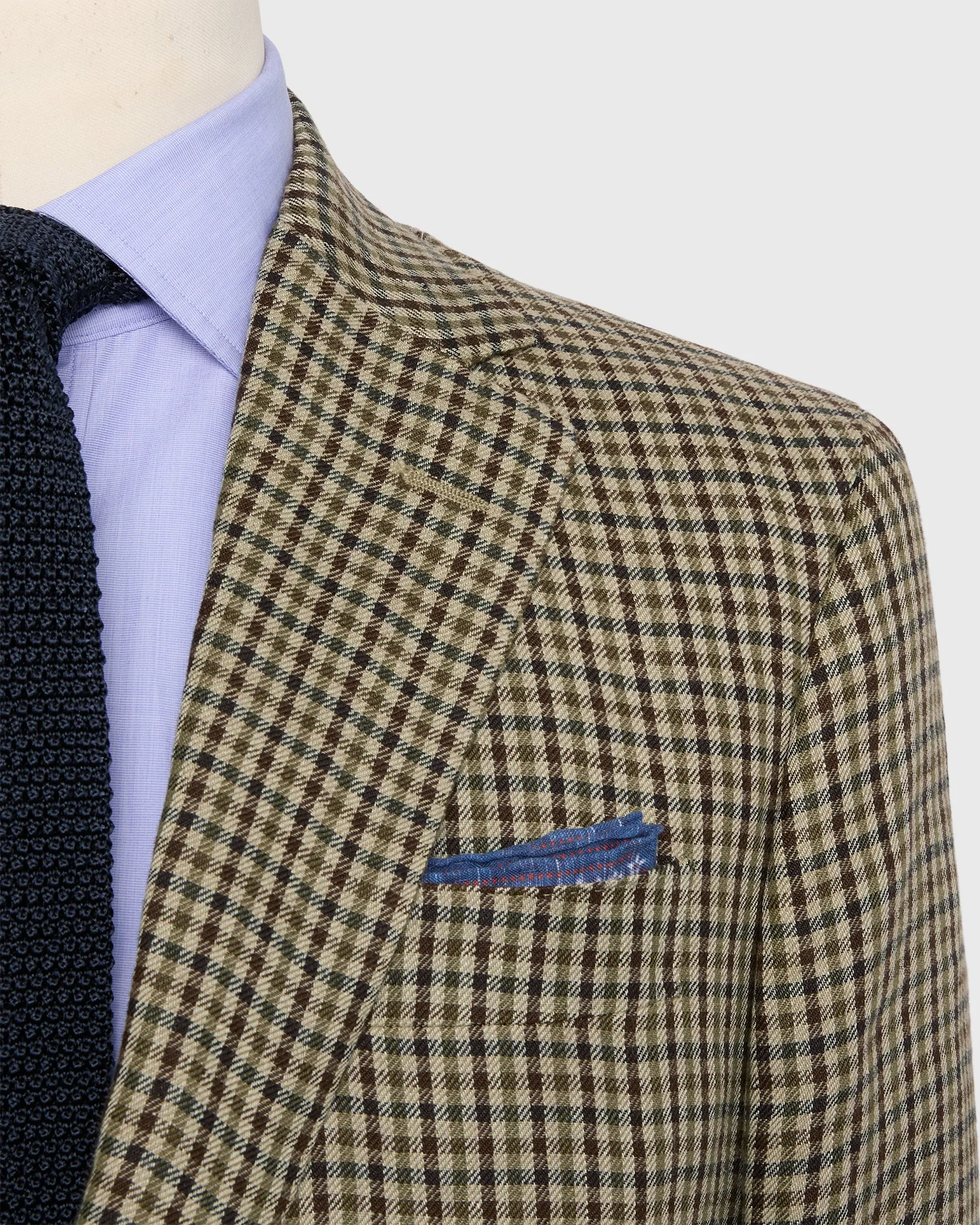 Virgil No. 2 Jacket in Olive/Brown Check Linen Twill sold by Mashburn product image thumbnail 2