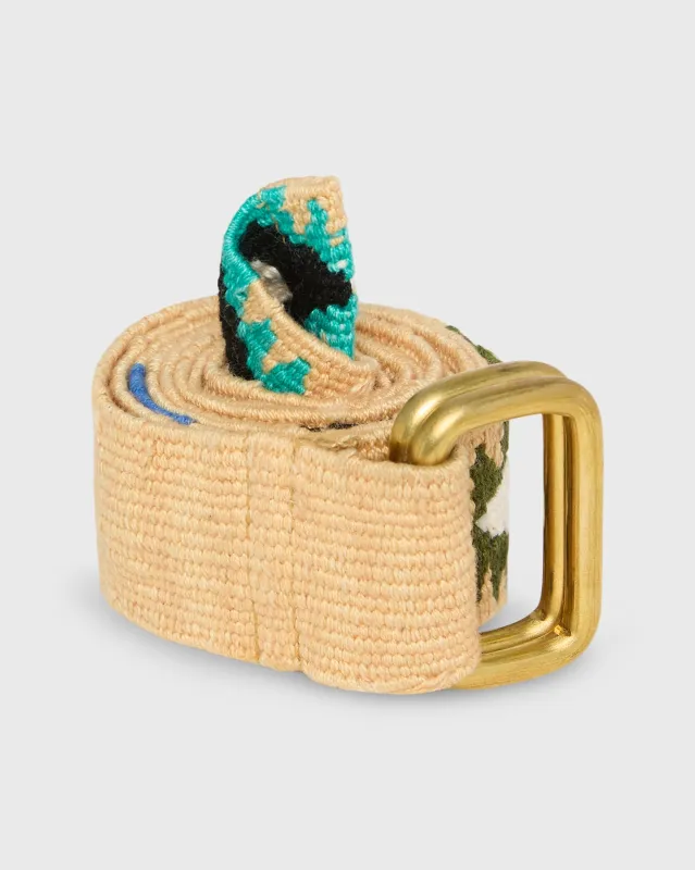 Hand-Loomed D-Ring Belt in Maize Tribal made by Mashburn