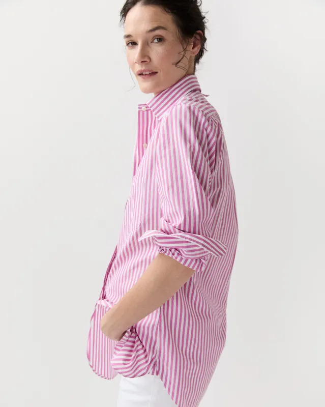 Boyfriend Shirt in Pink/White Stripe Chambray made by Mashburn