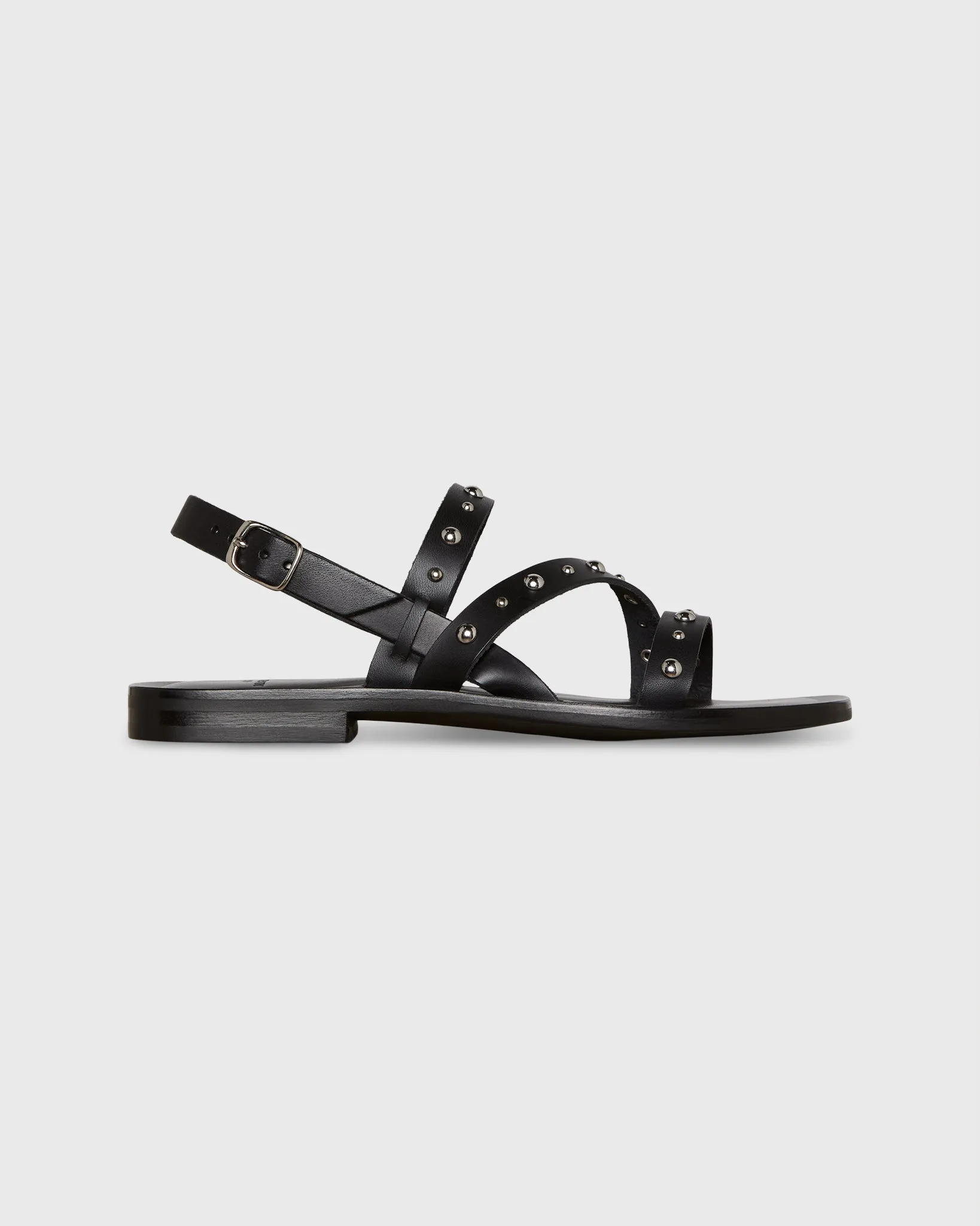 Strappy Studded Sandal in Black Leather sold by Mashburn