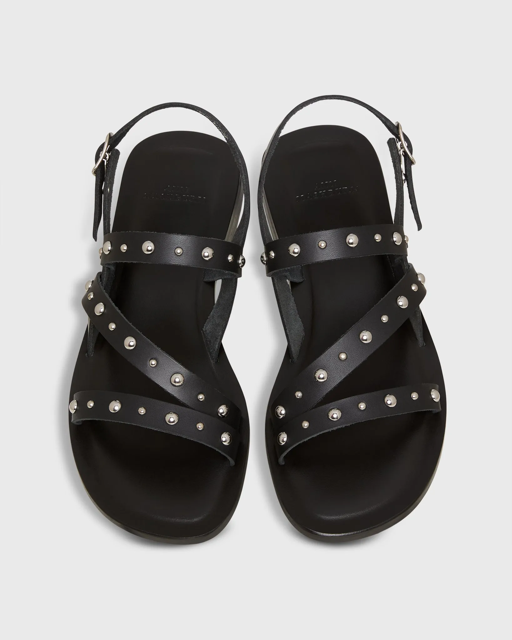 Strappy Studded Sandal in Black Leather sold by Mashburn product image thumbnail 2