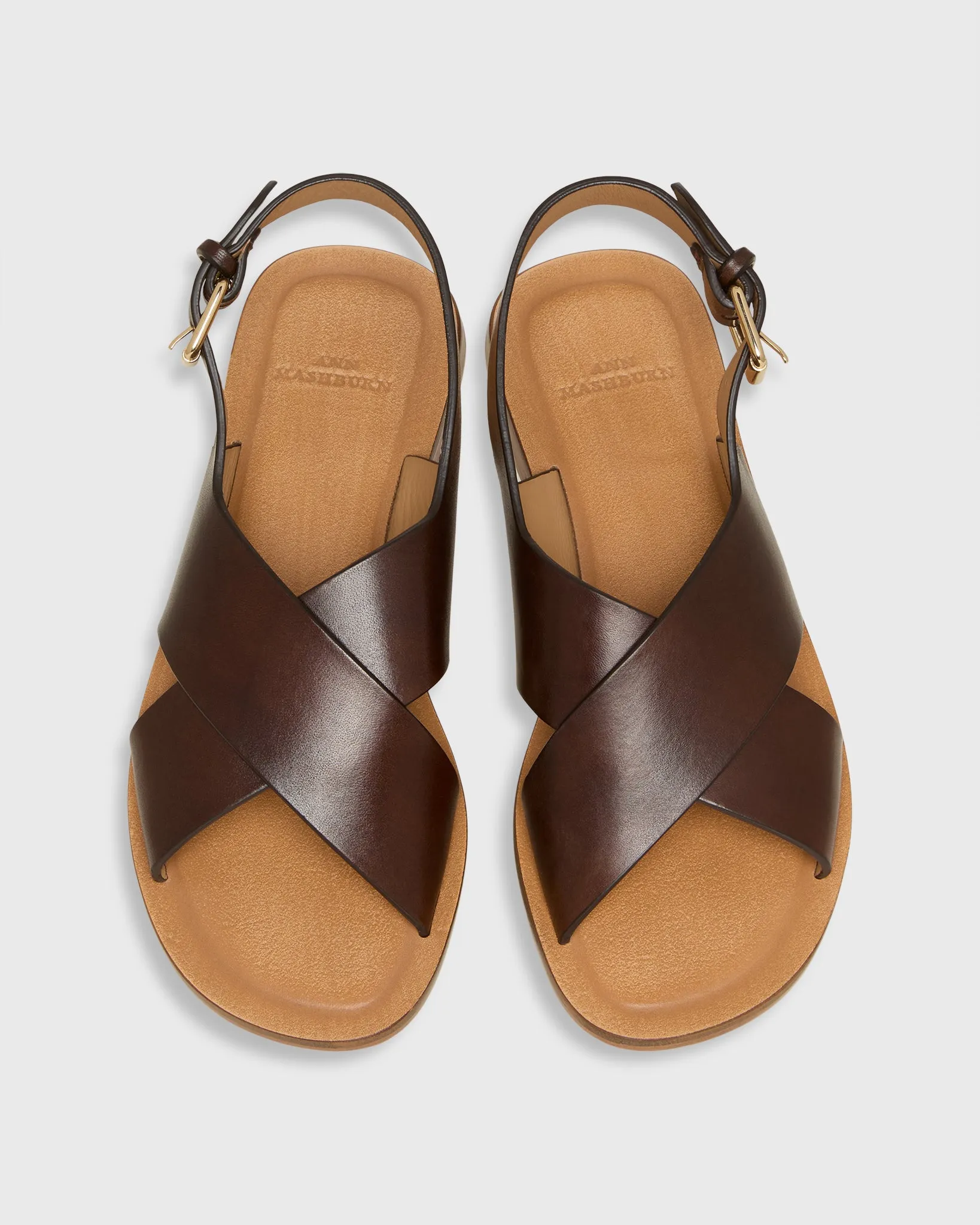 Criss-Cross Slingback Sandal in Brown Leather sold by Mashburn product image thumbnail 2