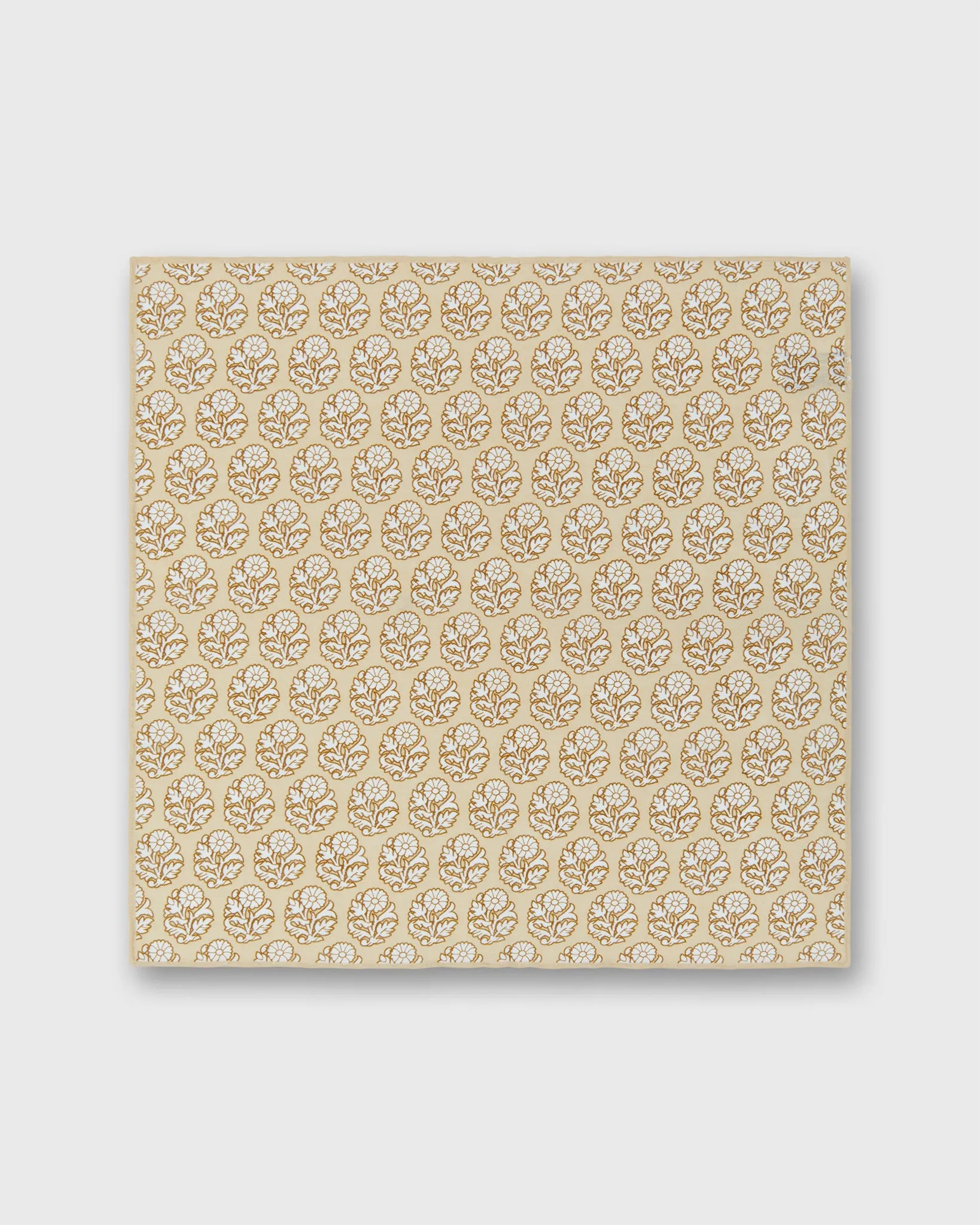 Linen/Cotton Print Pocket Square in Khaki/Bone Flower sold by Mashburn product image thumbnail 2