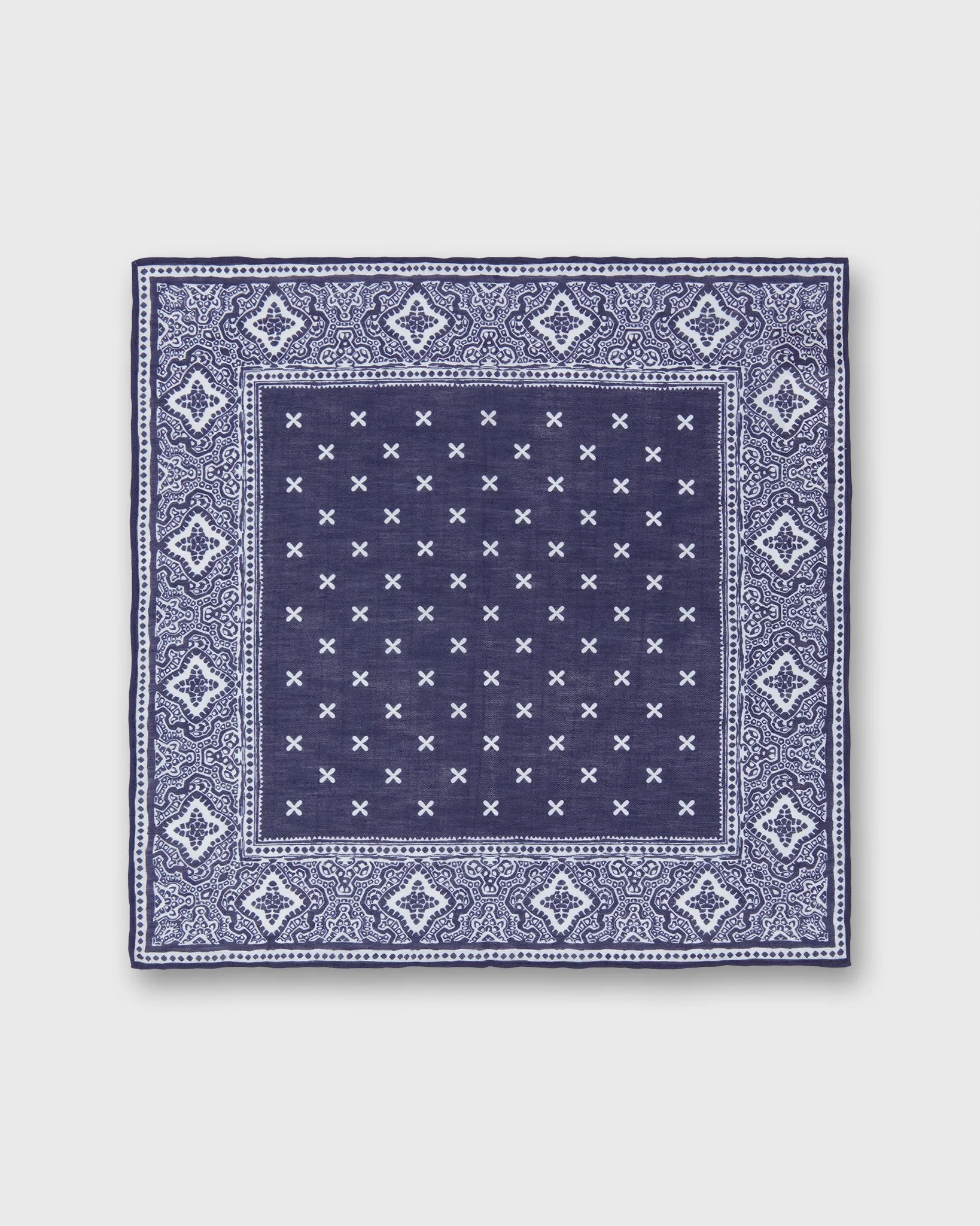 Linen/Cotton Print Pocket Square in Blue/Bone Paisley Bandana sold by Mashburn product image thumbnail 2