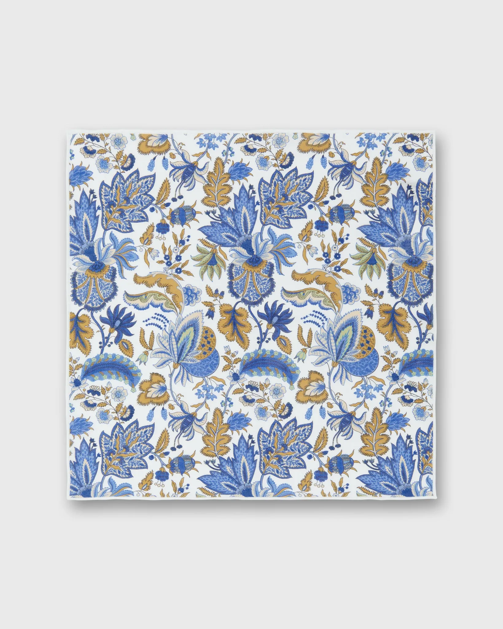 Linen/Cotton Print Pocket Square in Chalk/Navy Botanical sold by Mashburn product image thumbnail 2