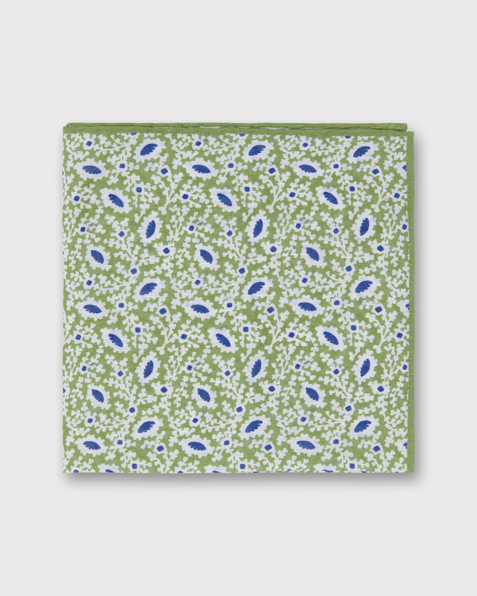 Linen/Cotton Print Pocket Square in Spring/Chalk/Navy Floral sold by Mashburn