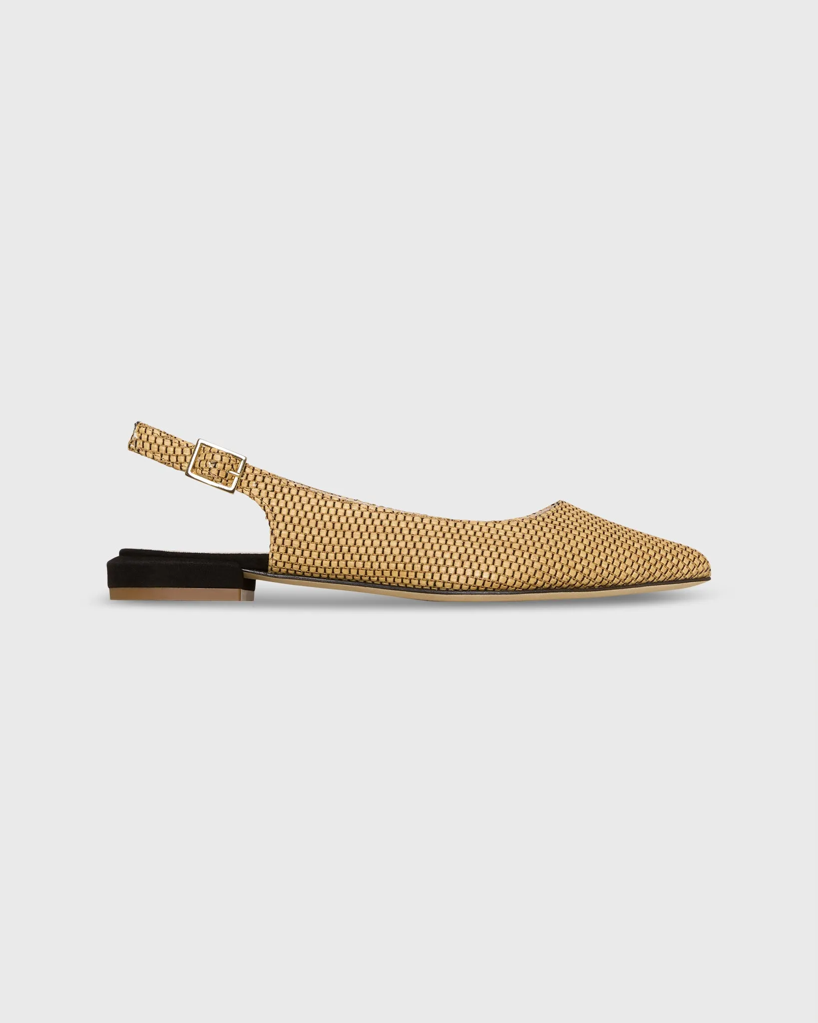 Pamela Slingback Flat in Raffia Camel sold by Mashburn