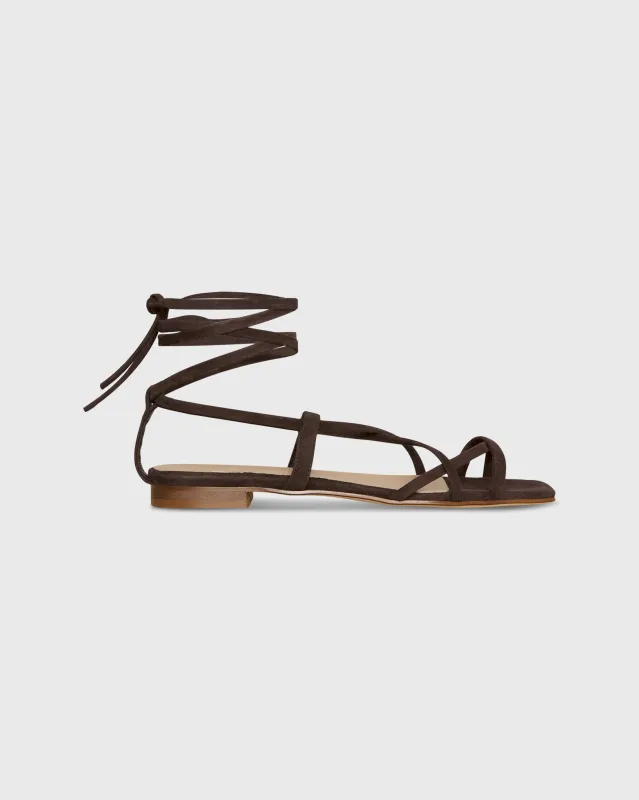 Chloe Tie Sandal in Chocolate Suede made by Mashburn