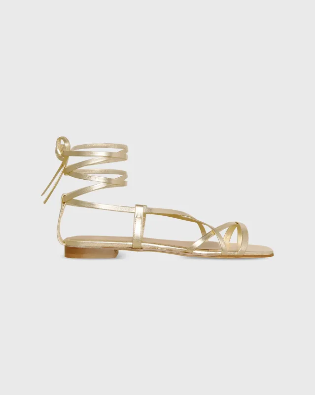 Chloe Tie Sandal in Platino Leather made by Mashburn