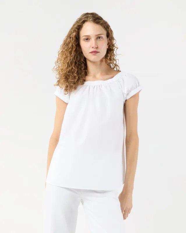 Bridget Top in White Poplin made by Mashburn