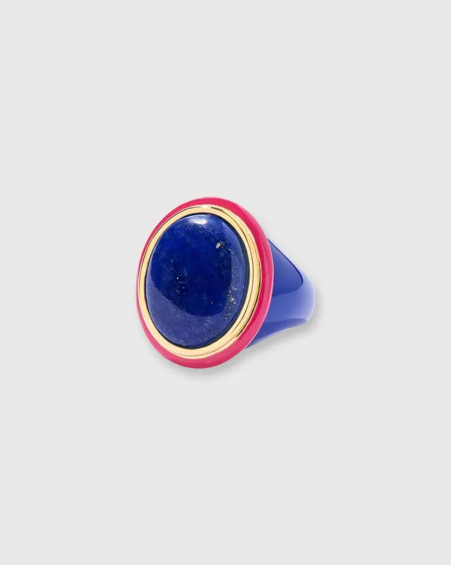 Tabarin Ring in Lapis Lazuli/Pink Bakelite made by Mashburn