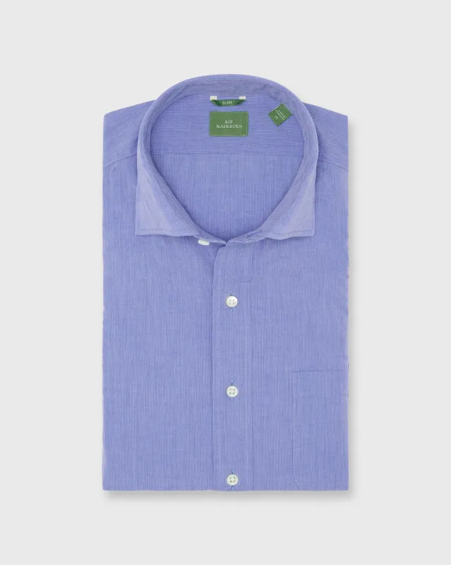 Slim-Fit Spread Collar Sport Shirt in Blue Shadow Stripe Poplin made by Sid Mashburn