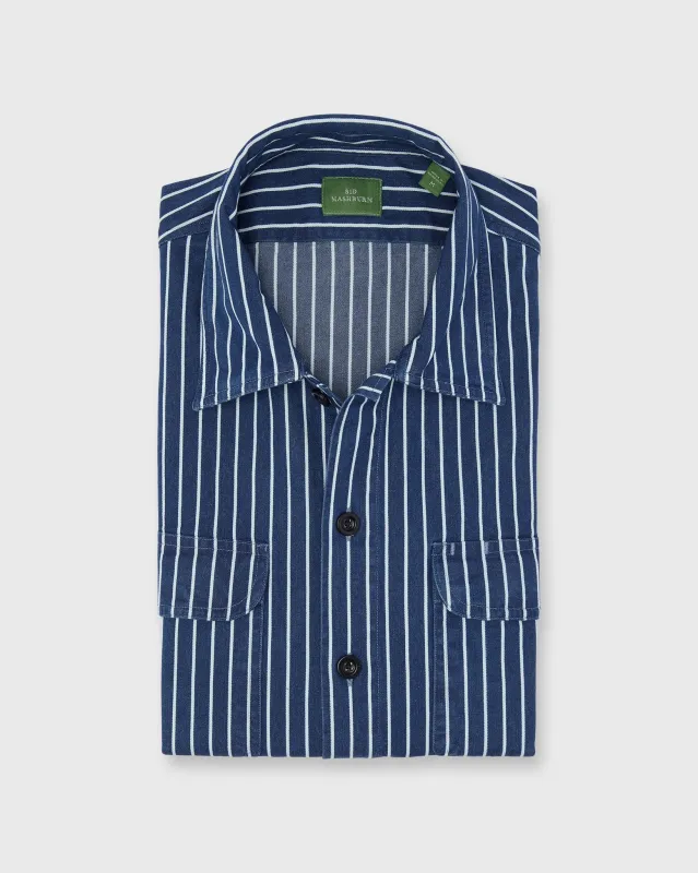 Luke Work Shirt in Indigo/Bone Stripe Denim made by Sid Mashburn