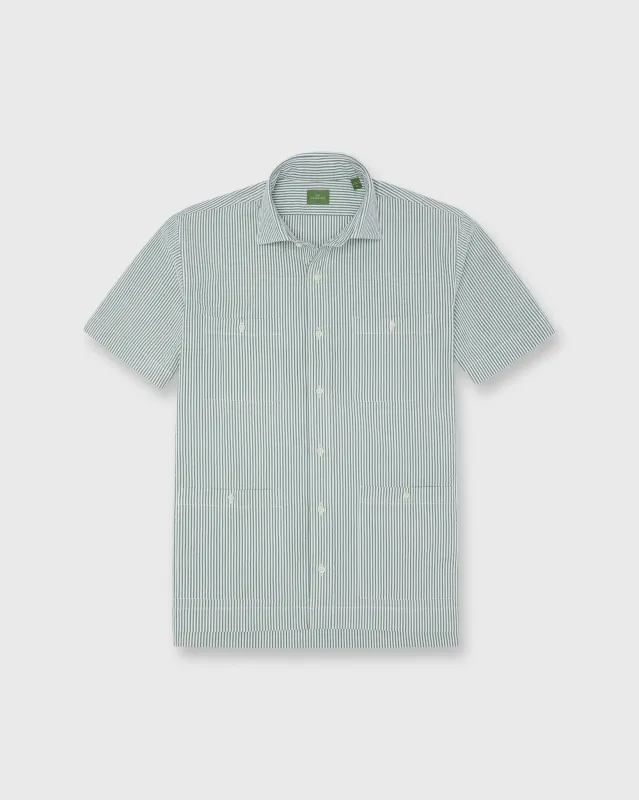 Marquez Shirt in Green/White Seersucker made by Sid Mashburn