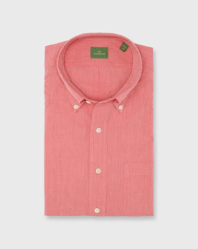 Button-Down Sport Shirt in Coral Shadow Stripe Poplin made by Sid Mashburn
