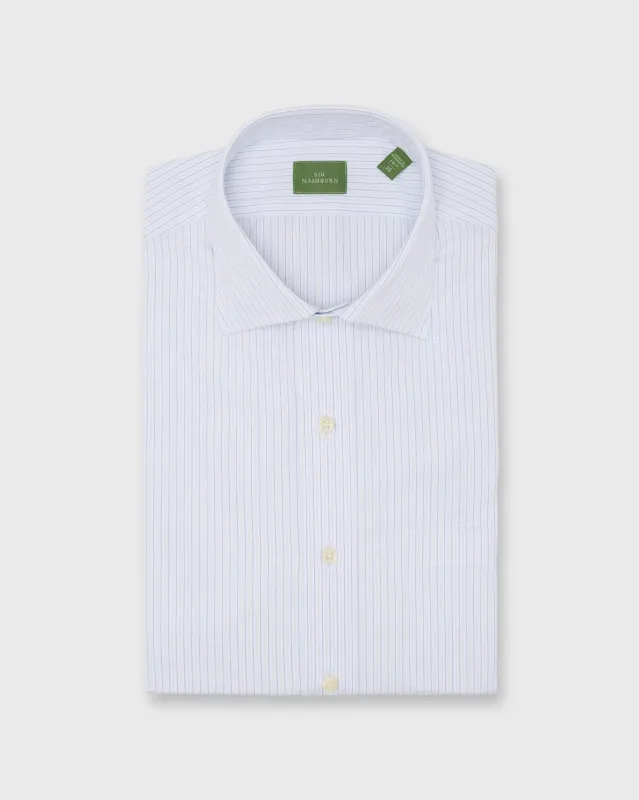 Spread Collar Dress Shirt in Blue Multi Stripe Poplin made by Sid Mashburn