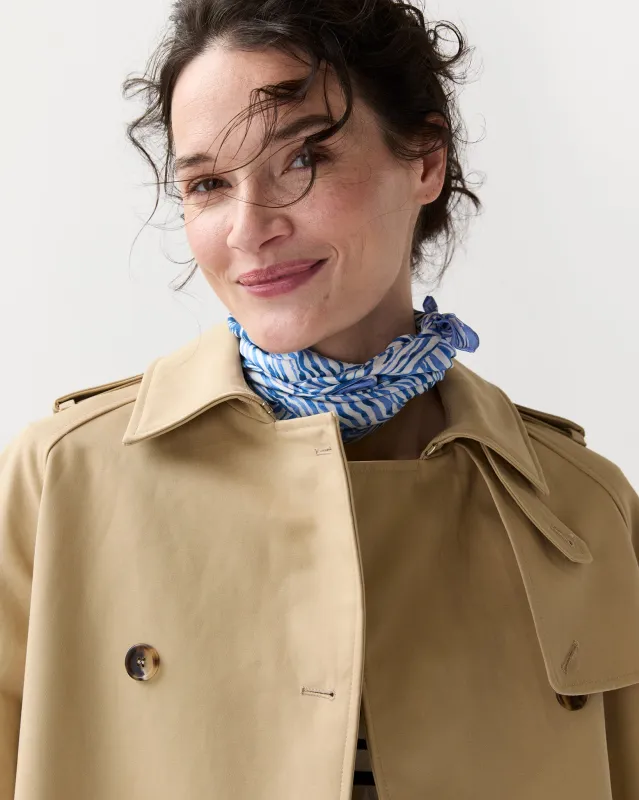 Medium Hand-Rolled Silk Scarf in Blue Stripe and Bow Liberty Fabric Silk Twill made by Mashburn