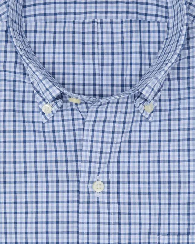 Button-Down Sport Shirt in Blue/Sky Check Poplin made by Sid Mashburn