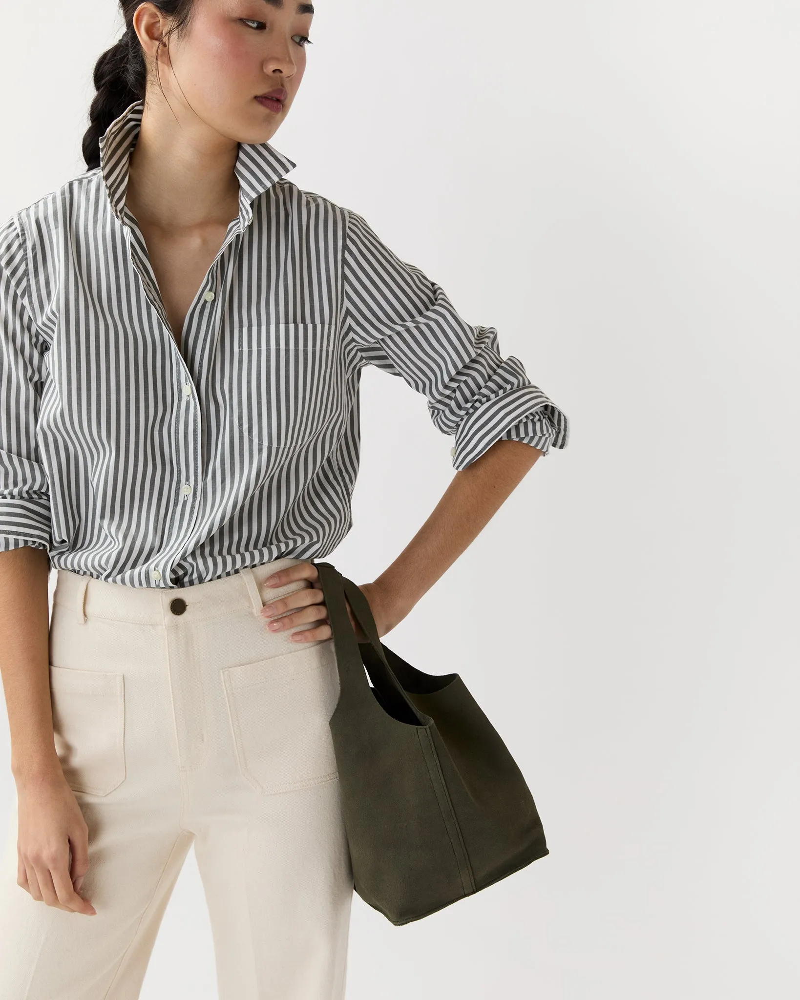 Paola Bucket Bag in Olive Suede sold by Mashburn