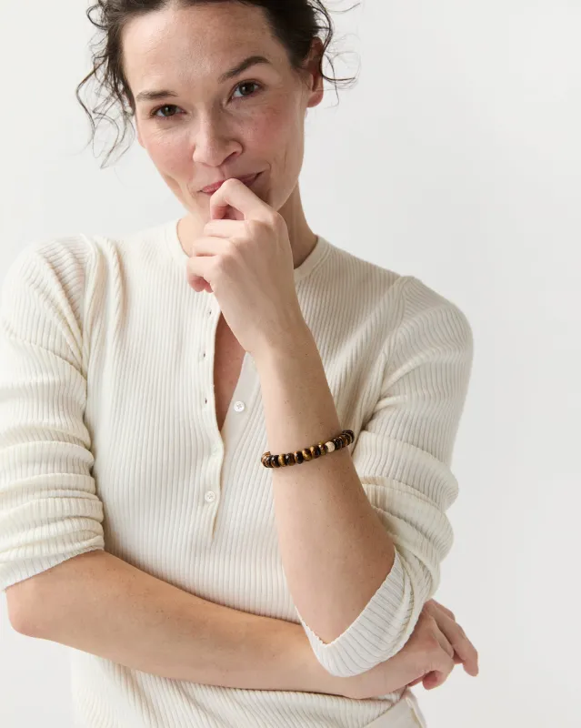Semi Precious Beaded Bracelet in Tiger Eye Faceted Monochrome made by Mashburn