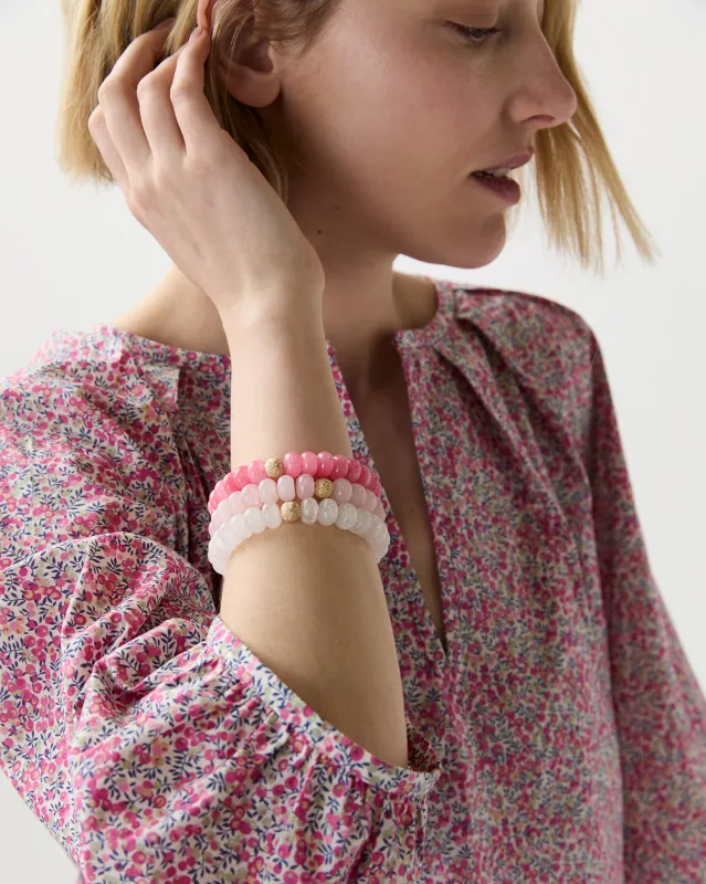 Semi Precious Beaded Bracelet in Lipstick Monochrome made by Mashburn