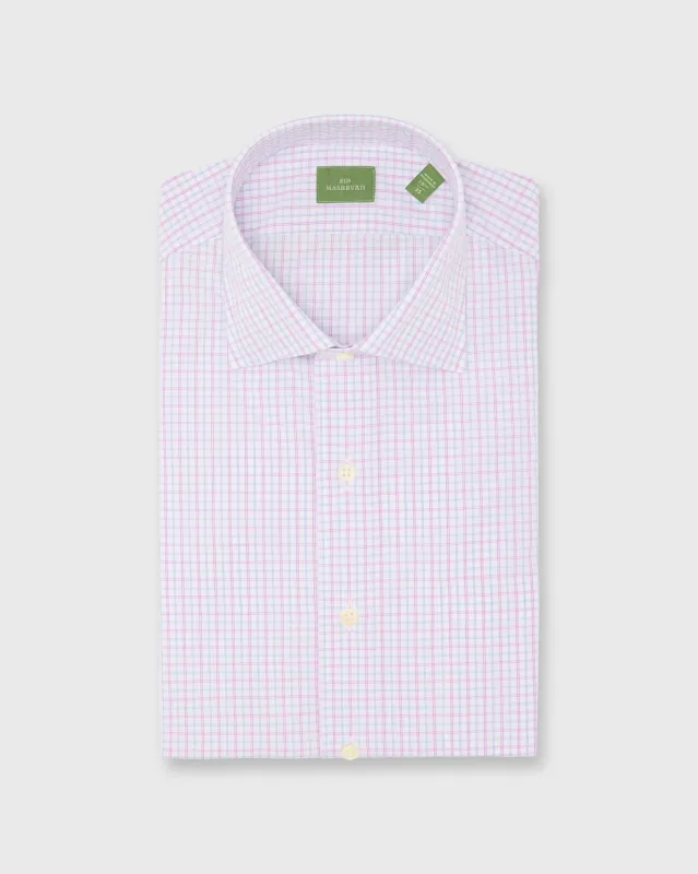 Spread Collar Dress Shirt in Pink/Sky Check Poplin made by Sid Mashburn