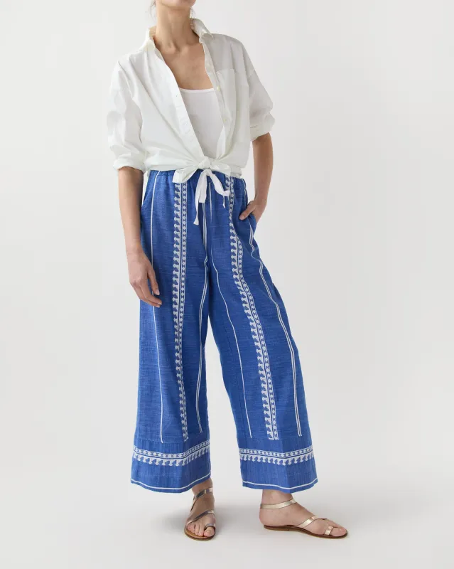 Desta Pant in Tebibi Blue made by lemlem