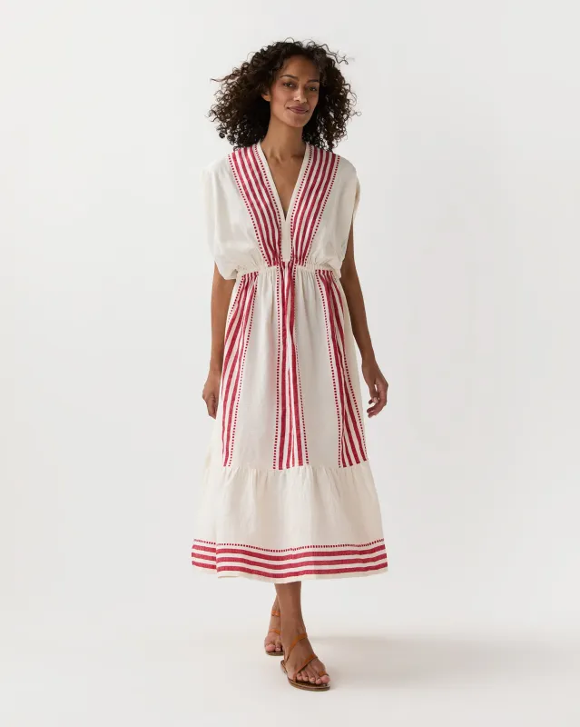 Leila Plunge Dress in Eshe Red made by lemlem