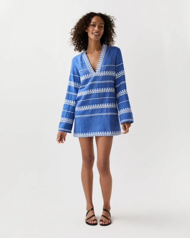 Raey Column Dress in Tebibi Blue made by lemlem