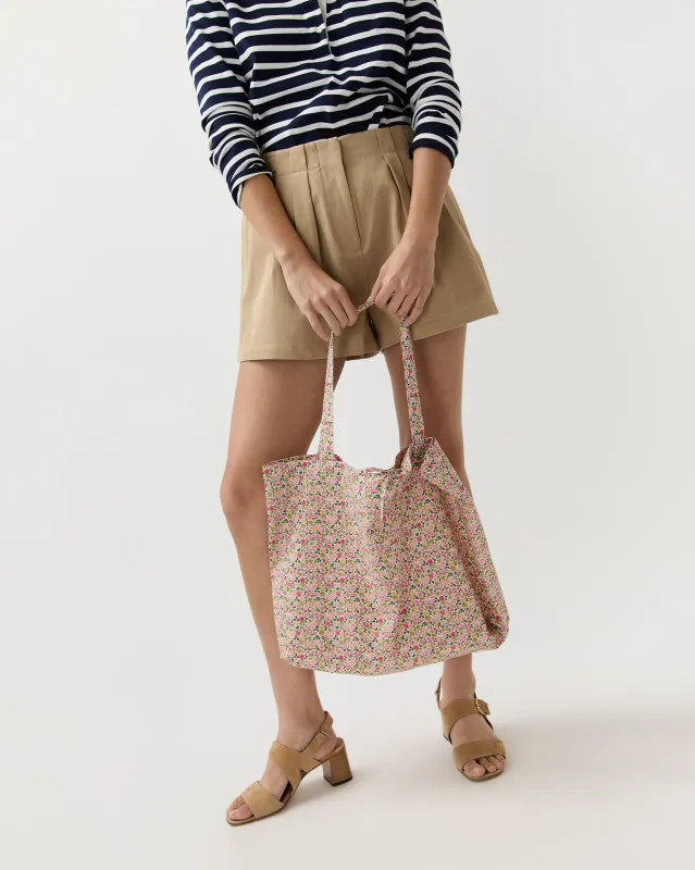 Reusable Tote Bag in Pink/Green Astrid Niva Liberty Fabric made by Mashburn