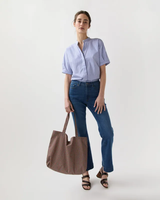 Reusable Tote Bag in Red/Sage Sunny Liberty Fabric made by Mashburn