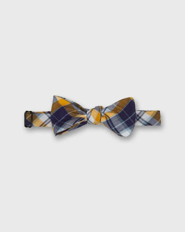Cotton Bow Tie in Navy/Gold Madras made by Sid Mashburn