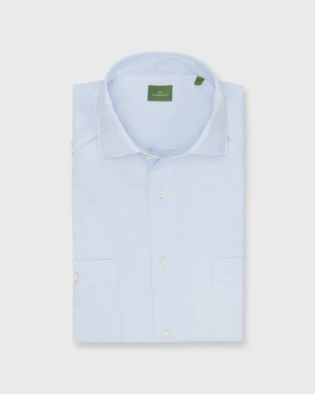 Guayabera Shirt with Hem Pockets in Sky Cotolino made by Sid Mashburn