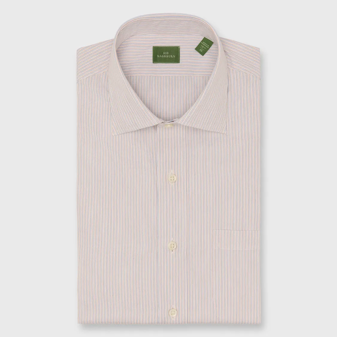 Made-to-Measure Shirt in Coral/Sky/Brown Hairline Stripe Poplin sold by Mashburn product image thumbnail 3