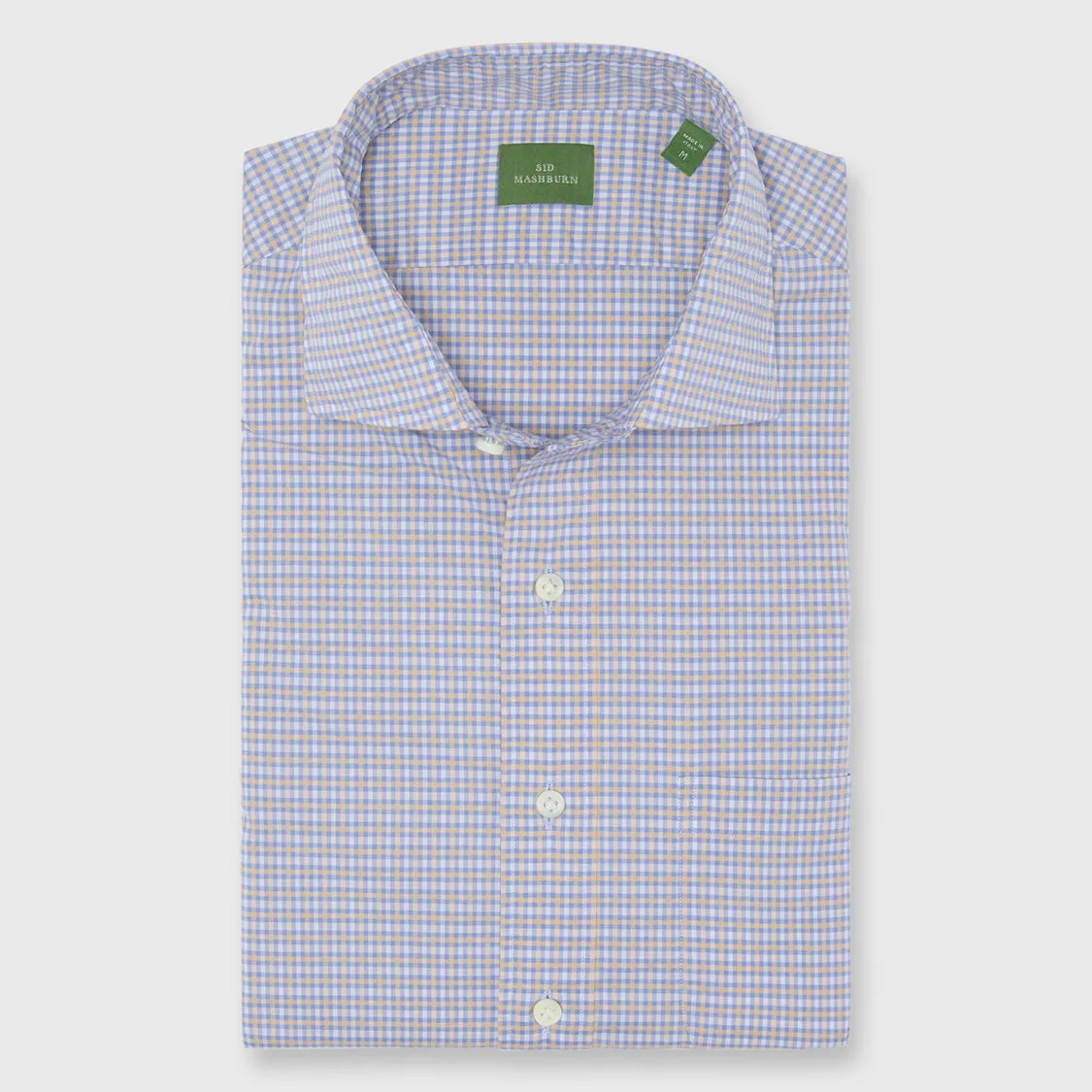 Made-to-Measure Shirt in Sky/Peach/White Check Poplin sold by Mashburn product image thumbnail 3