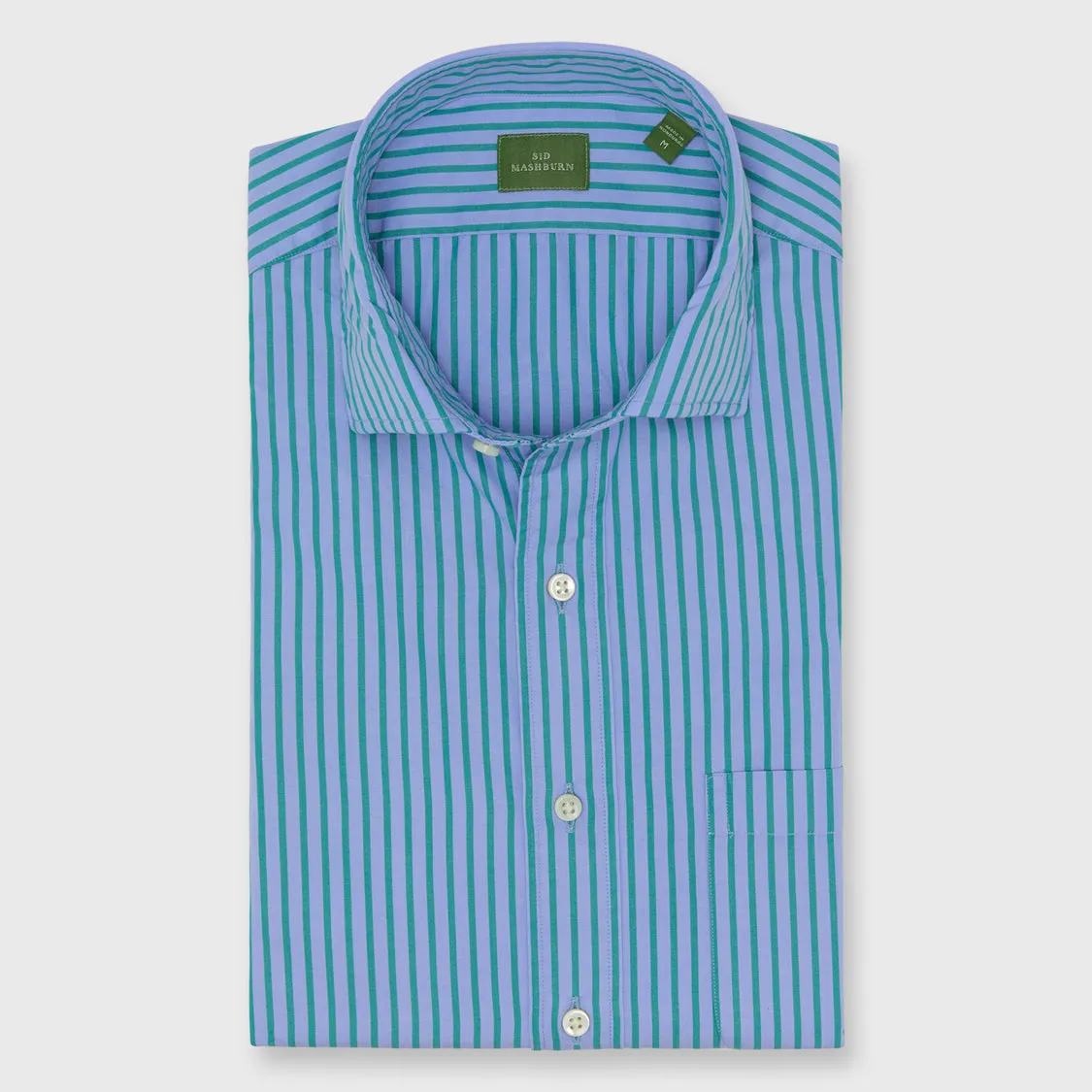 Made-to-Measure Shirt in Sky/Teal Stripe Poplin sold by Mashburn product image thumbnail 3