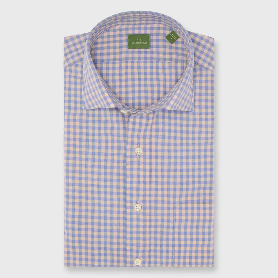 Made-to-Measure Shirt in Heather Sky/Mango Gingham Poplin sold by Mashburn product image thumbnail 3