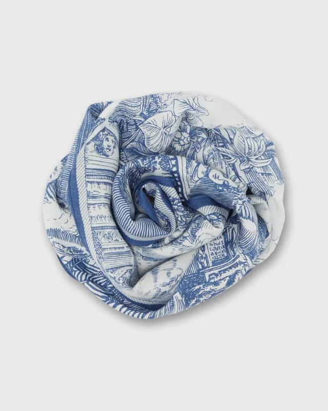 Piranesi Square Scarf in Blue Cotton Silk made by Inoui Editions